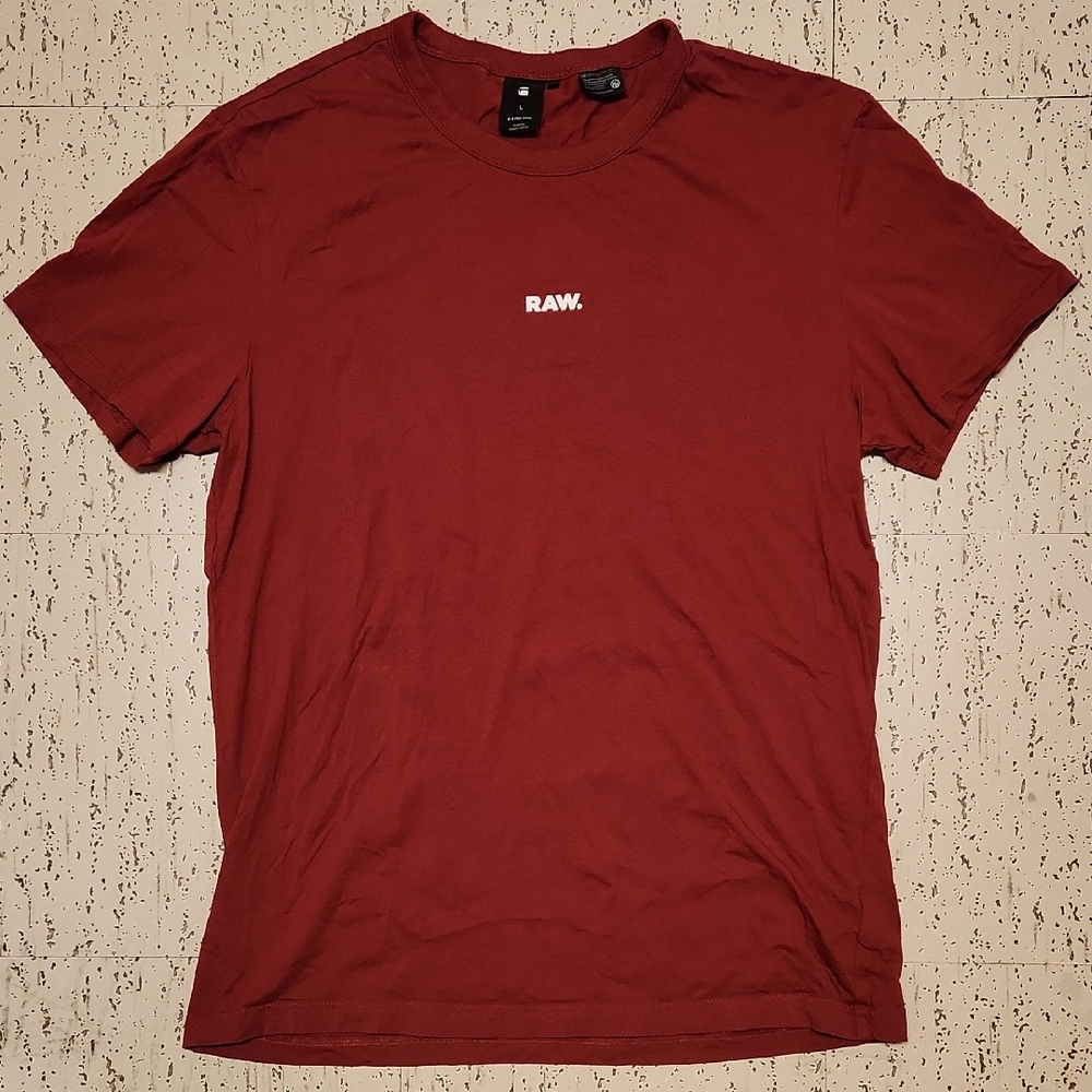 G-Star Raw Gova Burgendy Spellout Crewneck T-Shirt